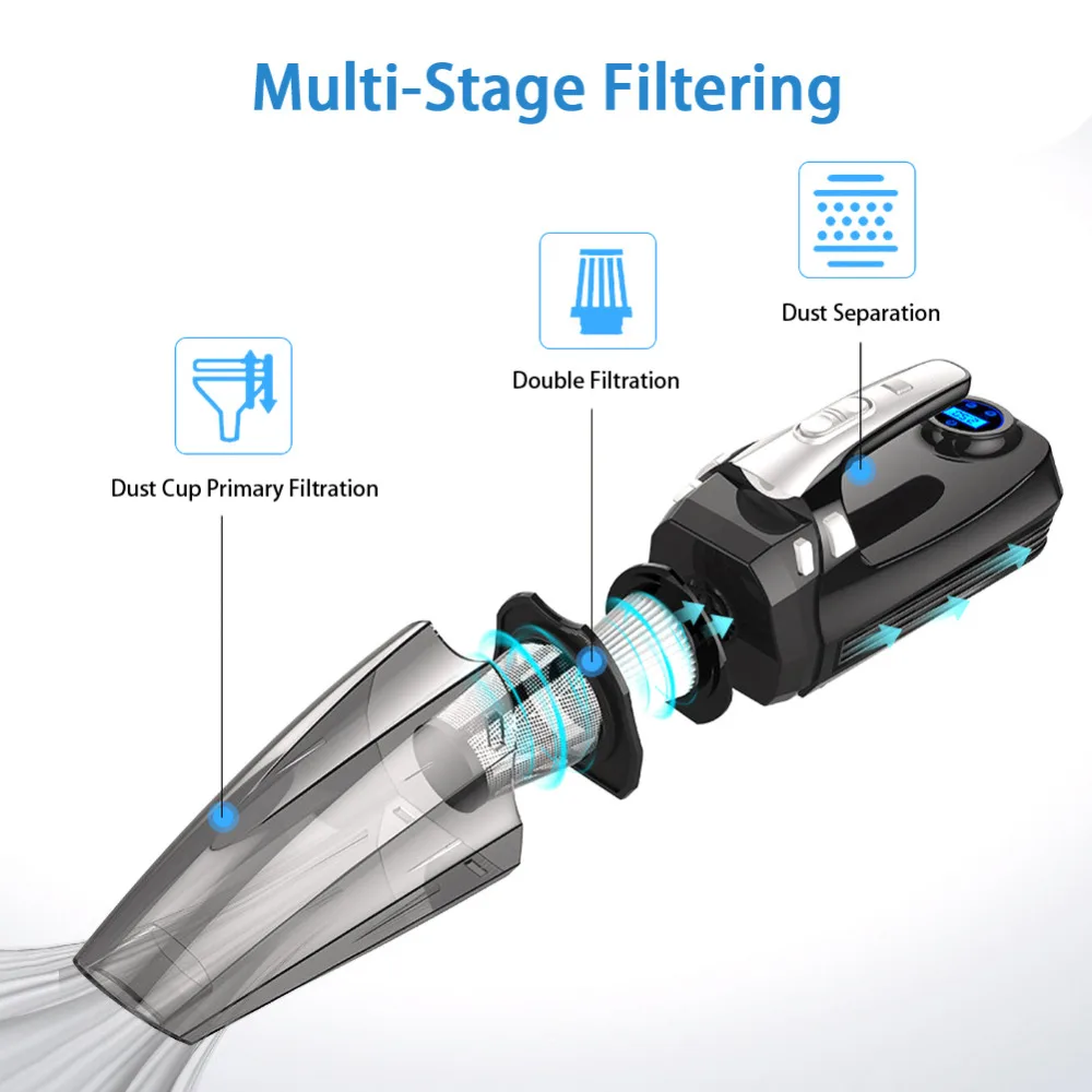 4 в 1 двойные фильтры Авто очистители воздуха 120 Вт автомобильный пылесос 12V