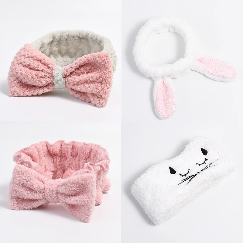 Новинка 2020 ободок с бантиком из кораллового флиса блестками для женщин и девочек