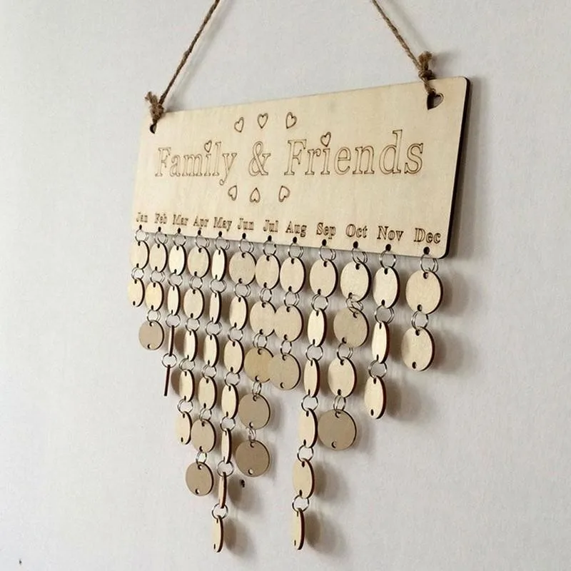 Деревянный календарь для семьи друзей на день рождения деревянная подвесная