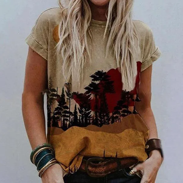 

Vintag Print T Shirt Women Summer Dandelion Heart Printed Short Sleeve T-Shirts Tops Casual O-Neck Oversized Loose Tee Shirts