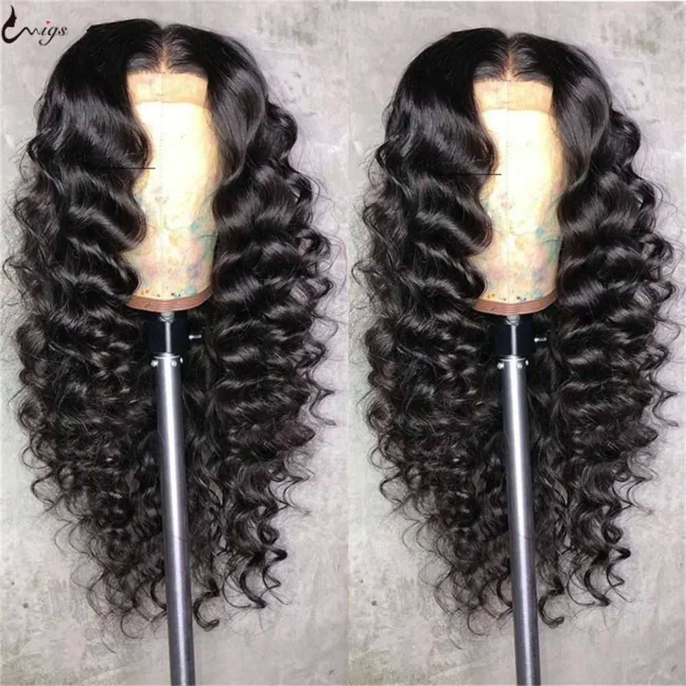 Парики Uwigs свободные волнистые парики натуральные волосы прозрачные полностью