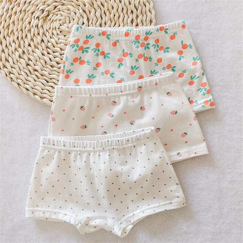 

Breathable Children's Underwear Girl Kids Dot Striped Fruit Cartoon Print Shorts Comfortable Mesh Teenager Children's Underpants