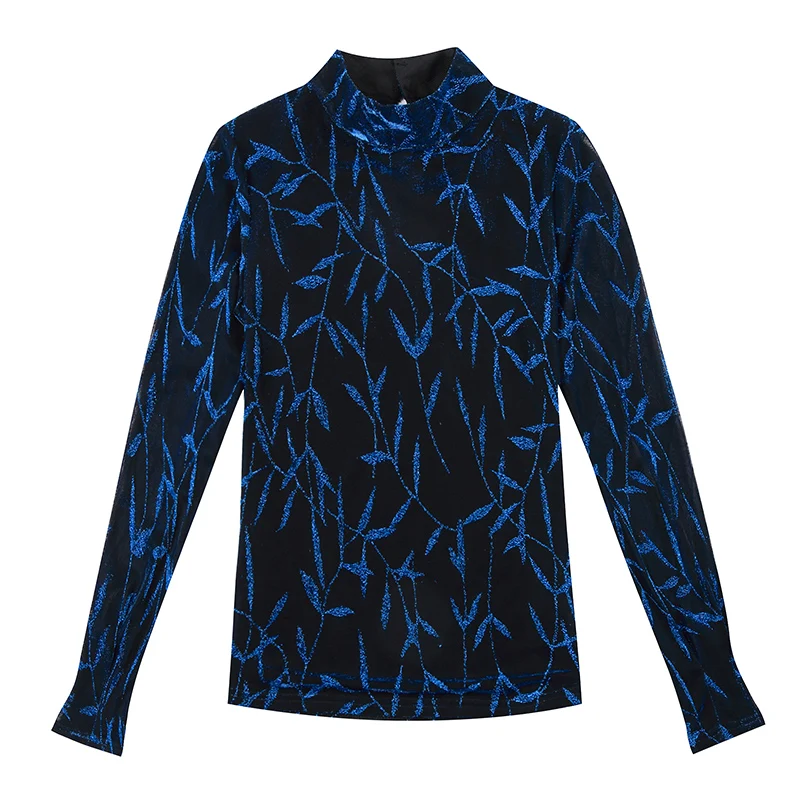 

Fashion Print Lace Blouse Women Shirts Long Sleeve Stand Collar Korean Women Blouses Plus Size Women Tops Casual Camisas Mujer