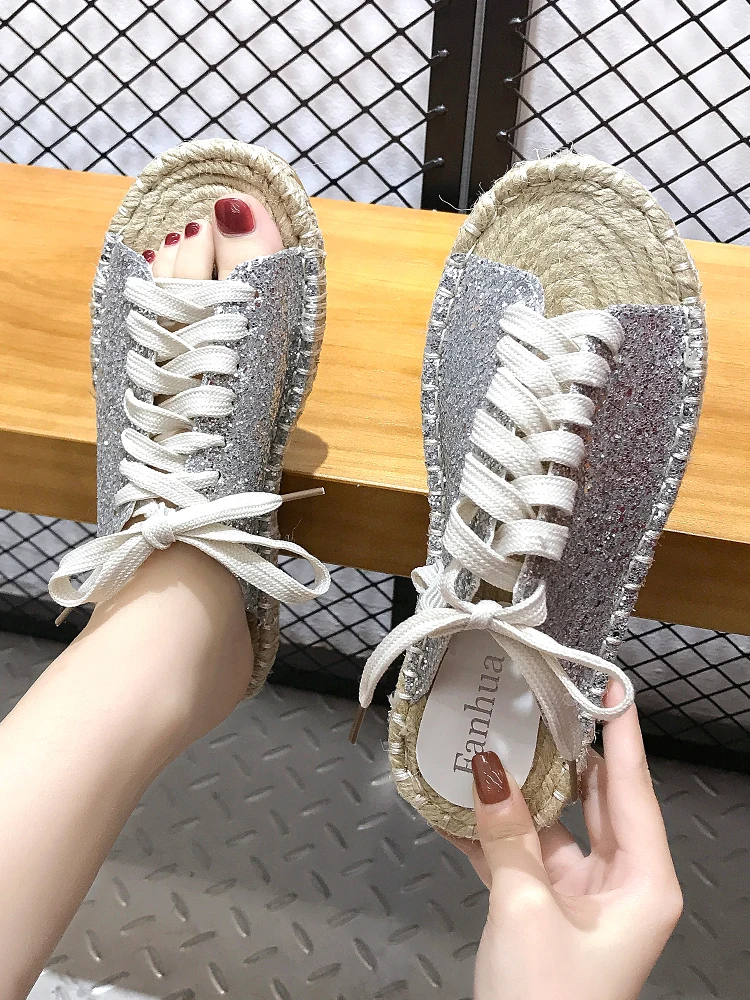 Женские сандалии с перекрестной шнуровкой модная обувь на плоской подошве со