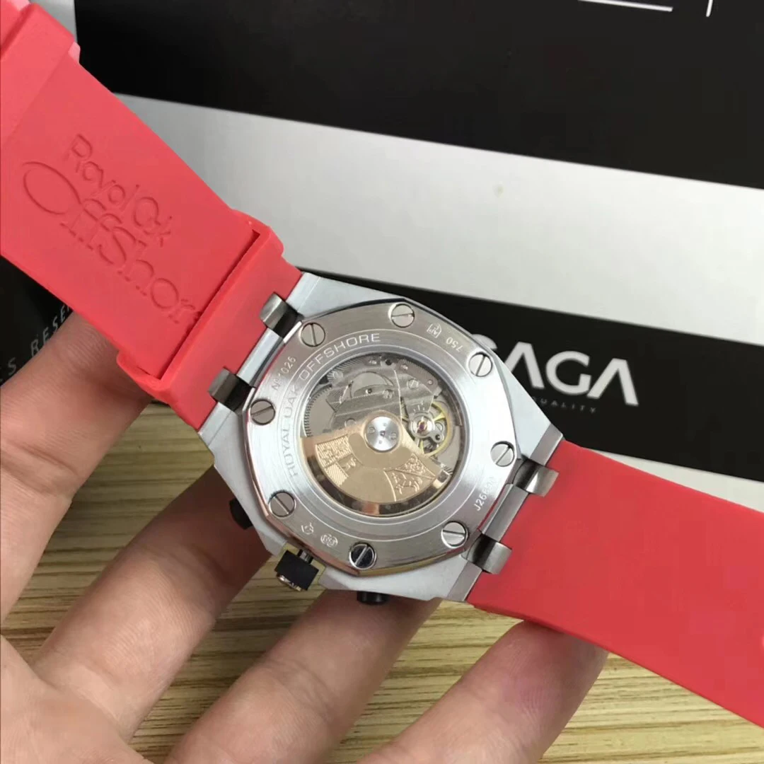 

Classic New Men Rose Gold Silver Black Leather Red Rubber Watch Automatic Mechanical Sapphire Watches Transparent Glass AAA