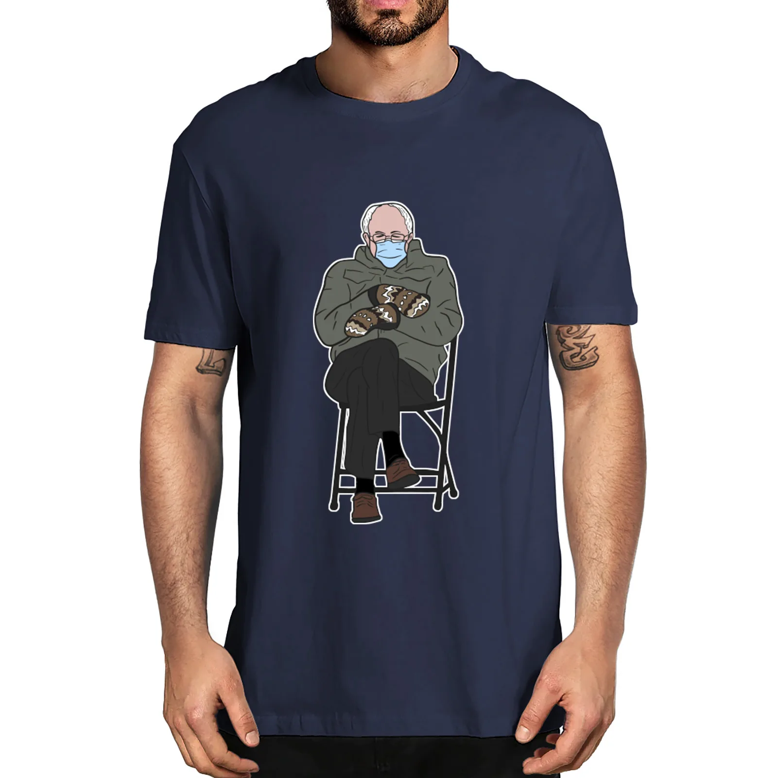 Футболка унисекс с эмблемой Берни Сандера забавные варежки Grumpy Sanders 100% хлопок