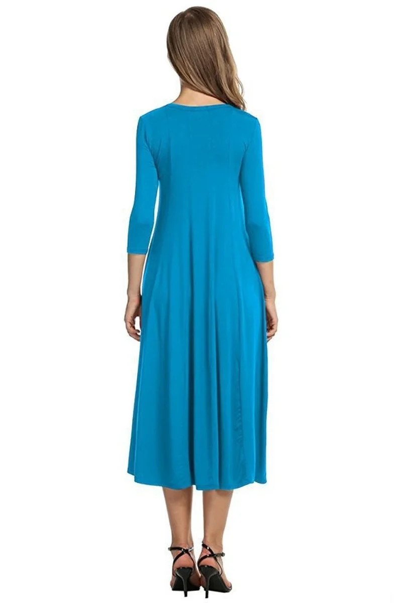 

Streetwear New Round Neck Solid Color Casual Big Swing Dress Women 2021 Summer