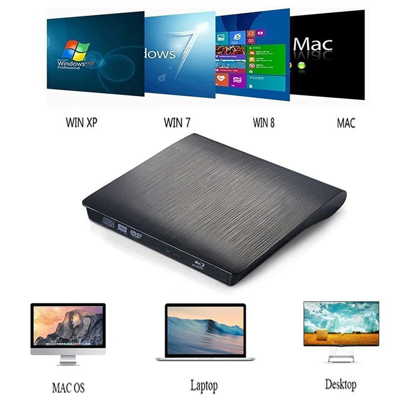 USB 3 0 Внешний Blu Ray DVD привод BD ROM 3D плеер CD/DVD RW ГОРЕЛКА рекордер для ноутбука