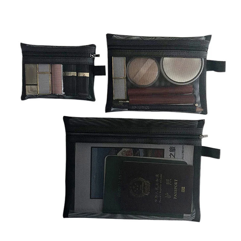 

Fashion Mesh Makeup Bag Women Cosmetic Bag Simple Toiletry Bag Travel Organizer Cosmetics Bags S/M/L Set Make Up Bag