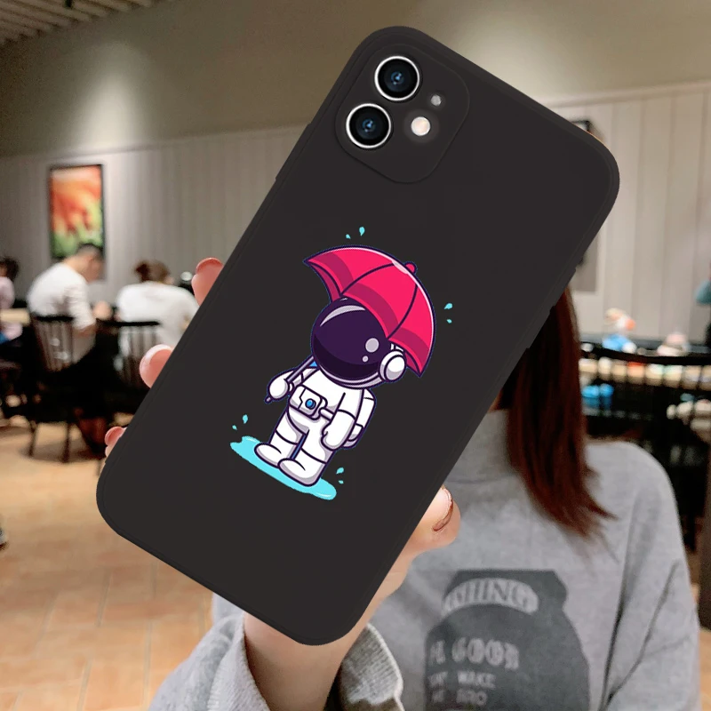 

Astronaut Cartoon Original Official Silicone Case For Apple iPhone 11 12 13 Pro Max XR X XS 7 8 Plus Luxury Phone Cover