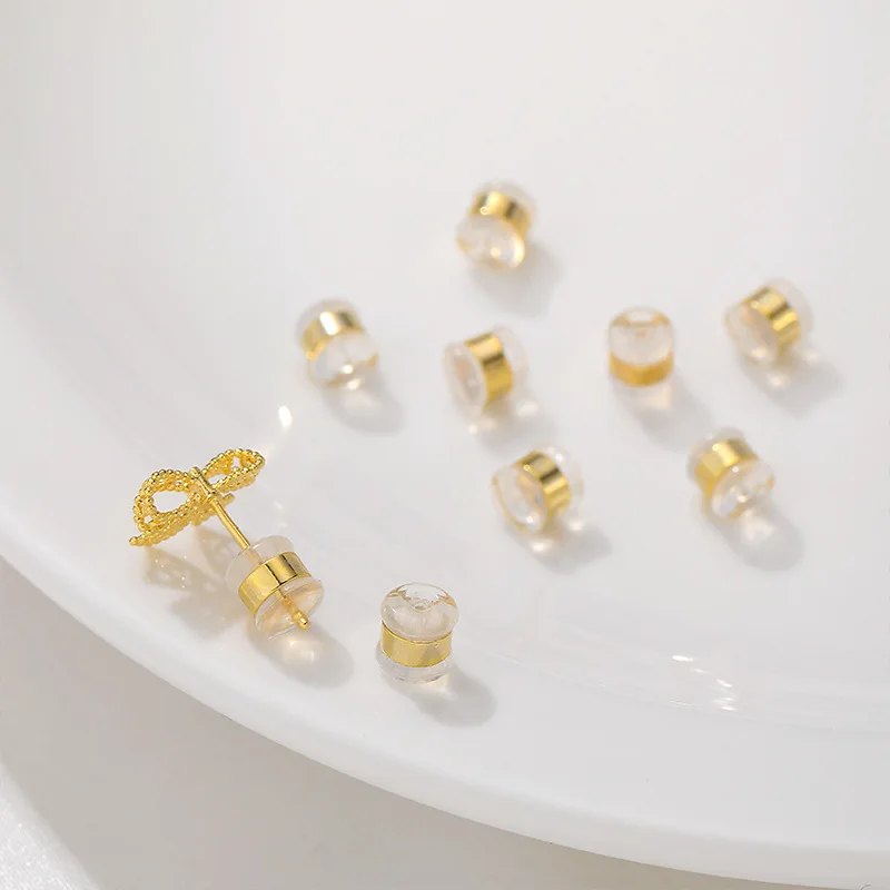 

14K real gold color retaining ring cylindrical silicone ear plug ear is forced to be used for DIY, necklaces, earrings, accessor