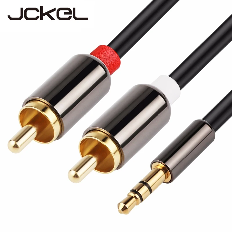 JCKEL кабель RCA 3 5 Jack 2 адаптер Aux аудио стерео разъем для шнура эдифер автомобиля