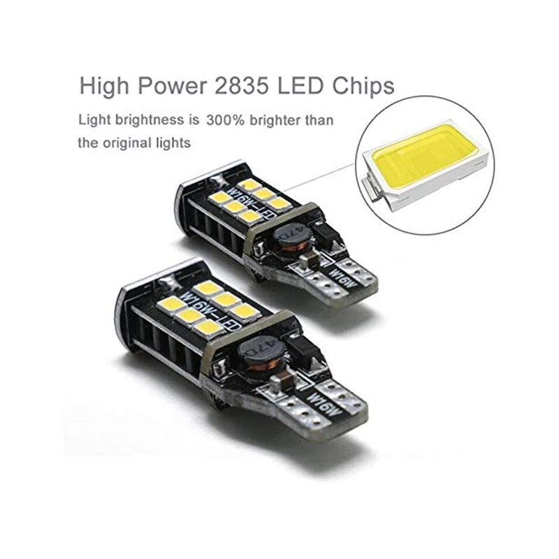 Светодиодные лампы T15 W16W Canbus без ошибок 912 921 906 904 902 2835 15smd чрезвычайно яркие