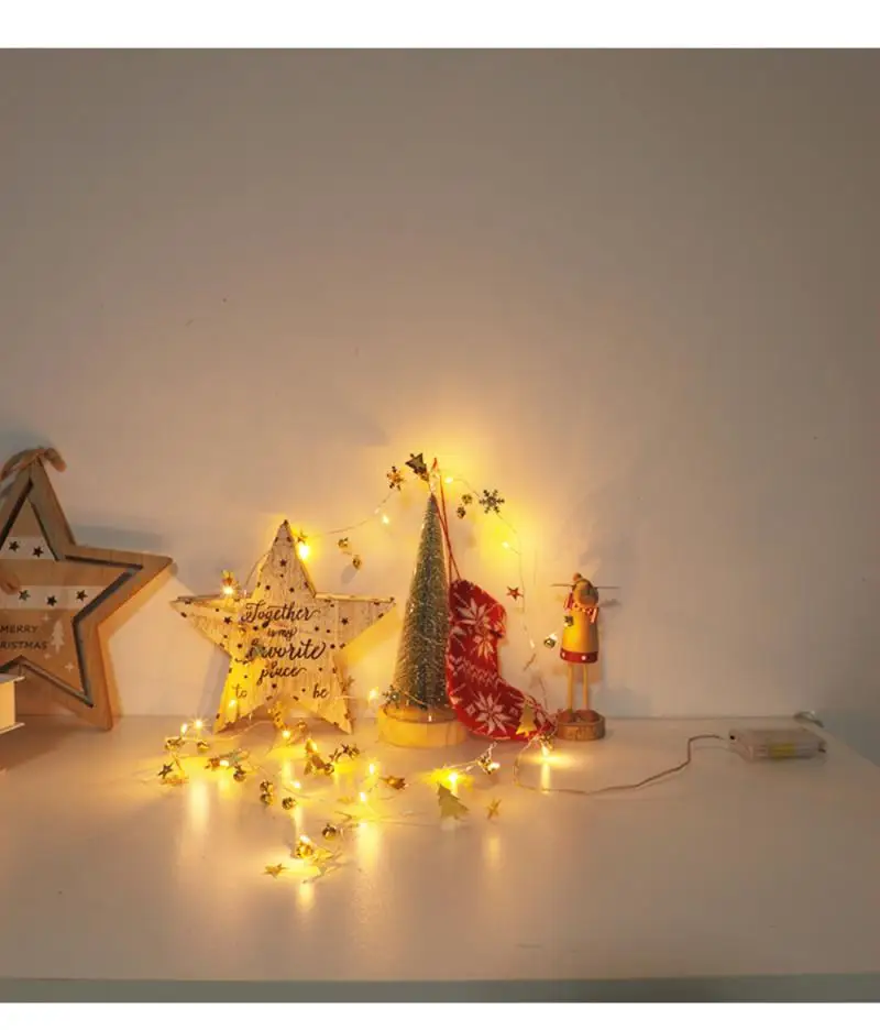 

Christmas Tree String Lights Golden Ball Snowflake Bell LED Lights String Wishing Tree Copper Wire Fairy Lights Garland Decor