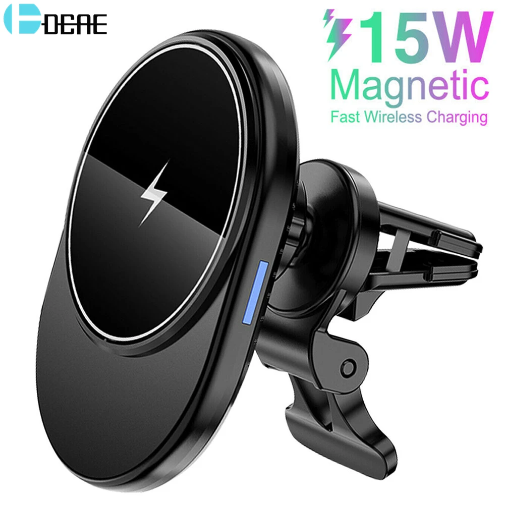 

DCAE 15 Вт автоматическое магнитное беспроводное автомобильное зарядное устройство для iPhone 13 12 Pro Max мини Крепление на вентиляционное отверсти...