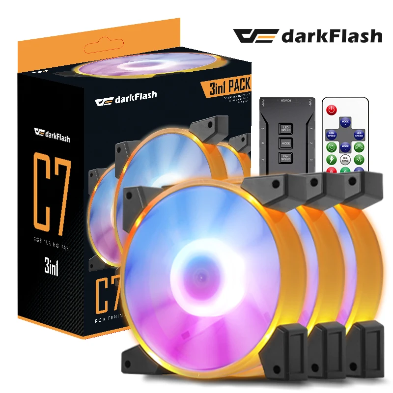 Darkflash c7 RGB Вентилятор 120 мм светодиодный компьютер PC чехол вентиляторы тихий пульт