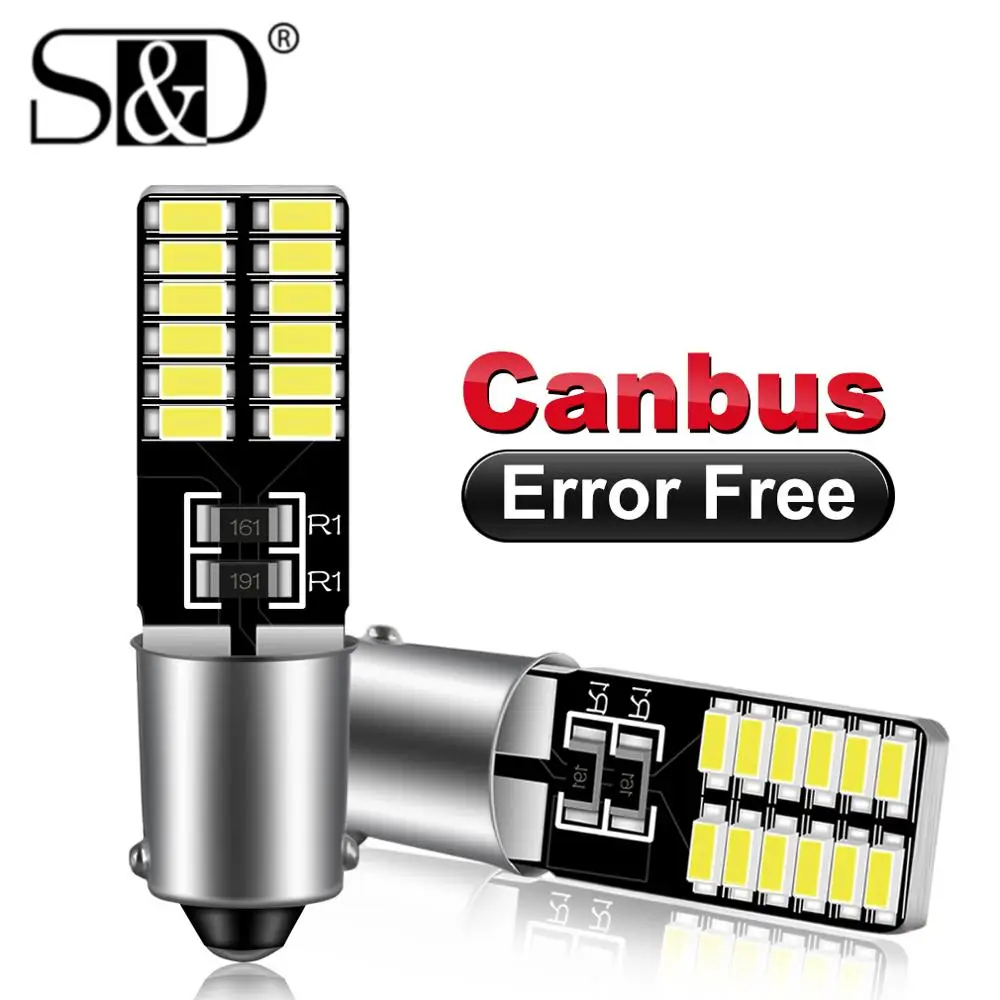 2 шт. Canbus Error Free T4W H6W Led BA9S светодиодные лампы 24SMD 3014 салона светильник Авто