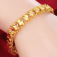 cute 22k gold bracelet for women women wedding engagement jewelry luxury widen watch chain bracelet not fade fine jewelry gifts