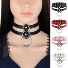DIEZI Панк косплей готика, Харадзюку многослойный, из полиуретановой кожи Чокеры Ожерелье Женщины Мужчины круг кулон массивные ожерелья ювелирные изделия
