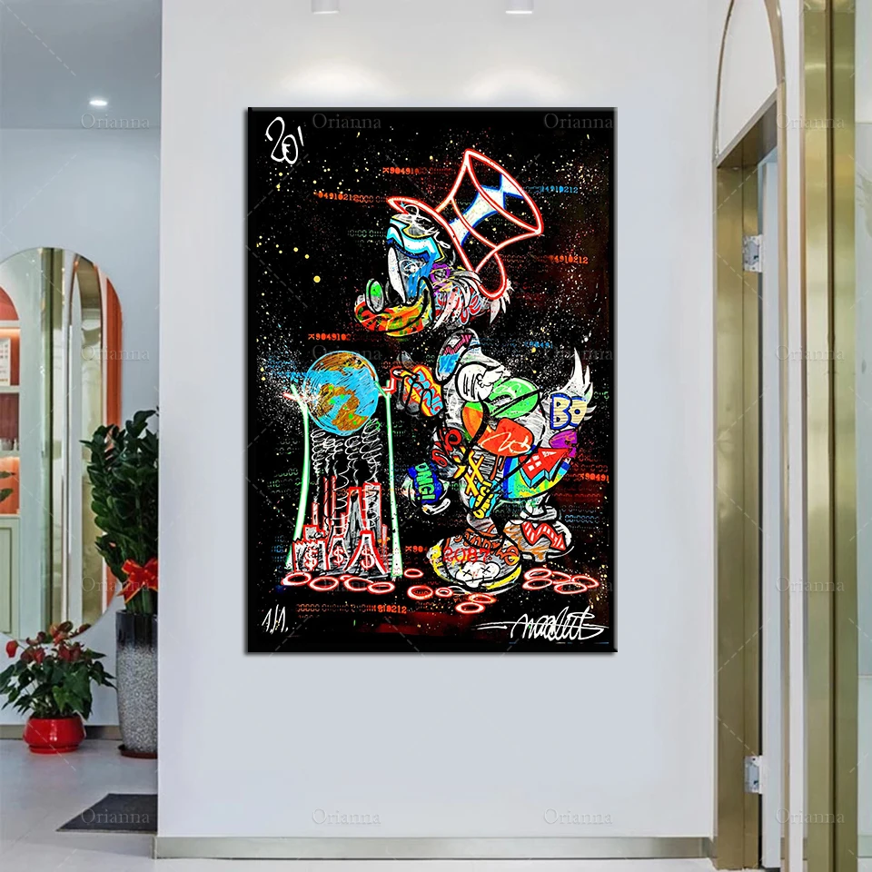 

Abstract Graffiti Duck Plays With The Globe Posters Hd Wall Canvas Painting Art Print Modular Pictures Decoration For Home Frame