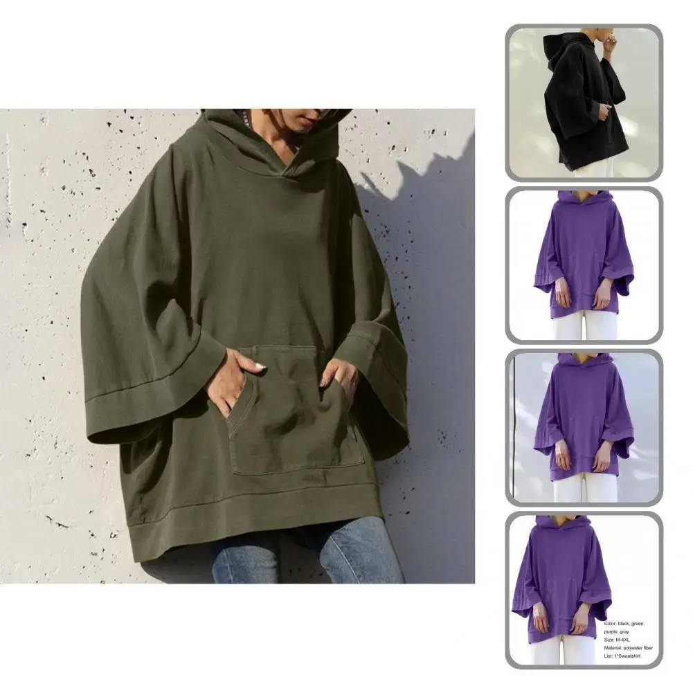 

Terrific Winter Hoodie Solid Color Casual Flare Sleeve Warm Spring Hoodie Lady Hoodie Women Hoodie