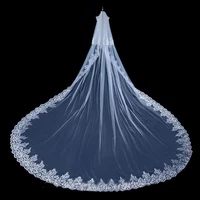 nzuk high quality lace applique long wedding veil with comb two layer bridal veil bride accessories voile mariage
