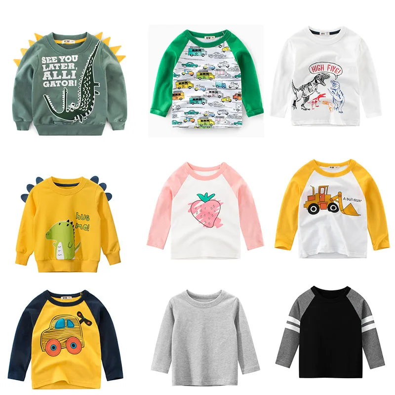 

Children's bottoming shirt boys autumn dinosaur clothes children girl clothes T-shirt baby long-sleeved T-shirt