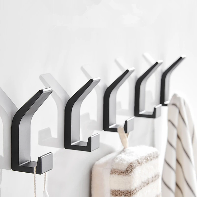 

Double Hook Black White Towel Hook For Bathroom Towel Hook Bedroom Clothes Coat Coat Hooks For Livingroom Kitchen Storage Hooks