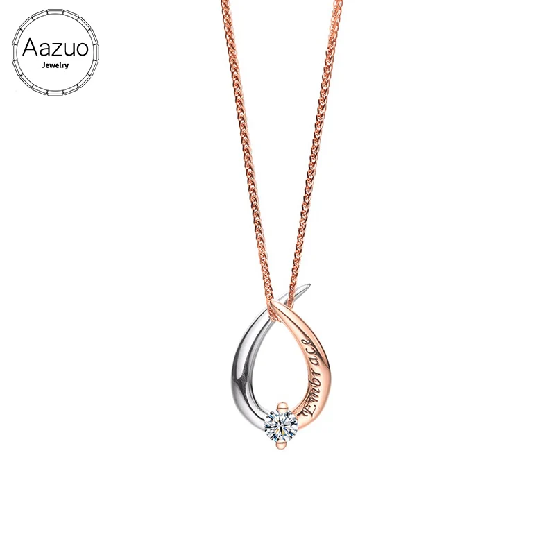 

Женское колье с подвеской Aazuo, 100% розовое золото 18 К, 0,15 карат, с натуральным бриллиантом, 18 дюймов, Au750