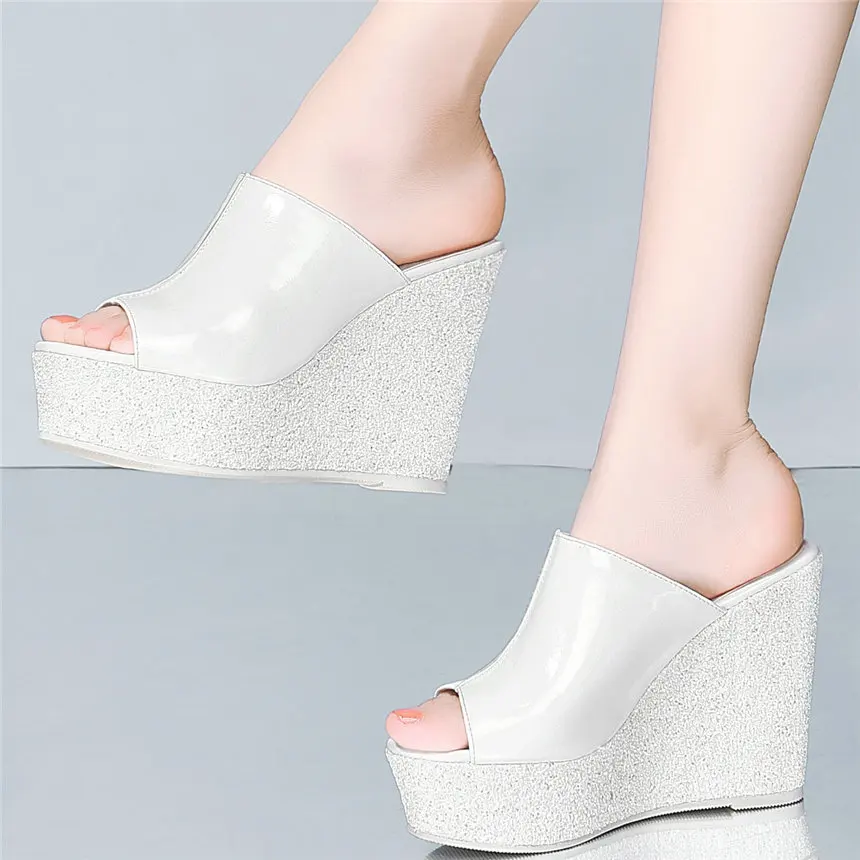 Punk Oxfords Shoes Women Genuine Leather Wedges High Heel Gladiator Sandals Female Peep Toe Platform Pumps Shoes Casual Shoes