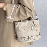 punk rock fashion handbags for women brand designer small ladies shoulder bag leather metal bucket crossbody bags female purses