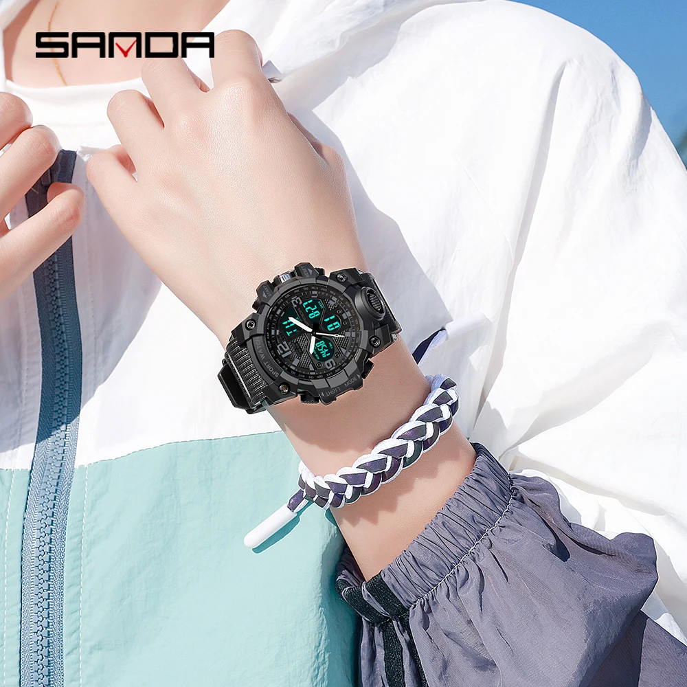 SANDA Fashion Sports Women's Watches Multifunction Waterproof Watch Digital Wristwatch Casual Clock Relogio Feminino