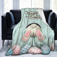 funny rabbit easter pink blue eggs flannel throw blanket as bedspreadcoverletbed cover soft lightweight warm
