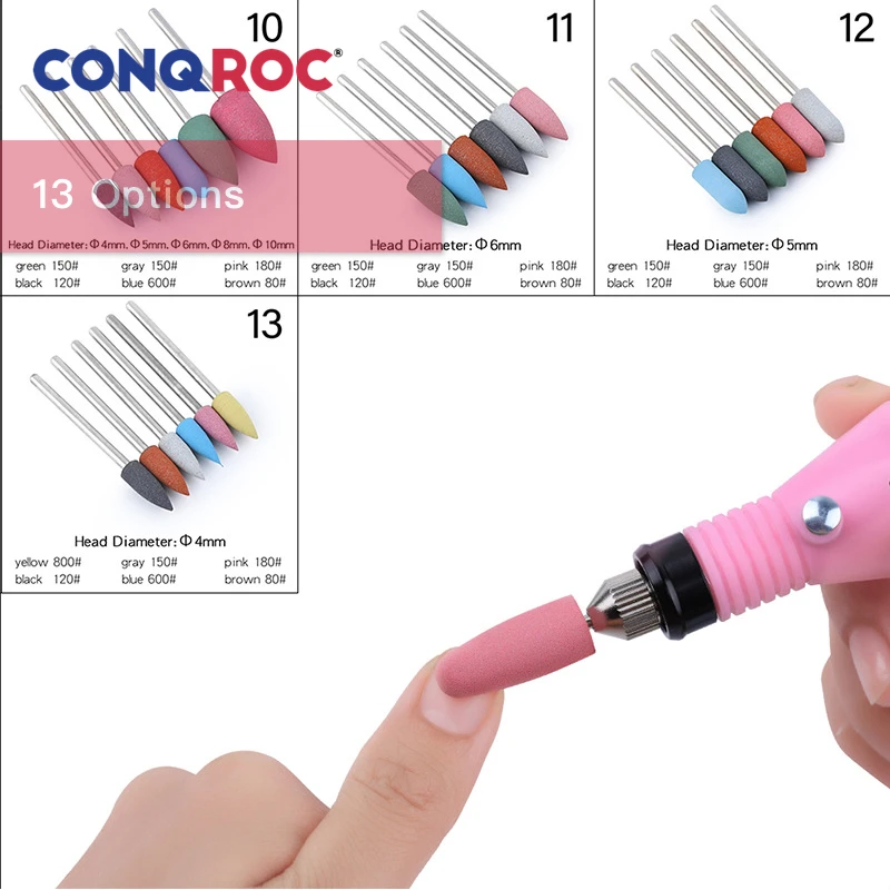 Набор сверл для ногтей комплект из 6 силиконовых насадок электрической мини