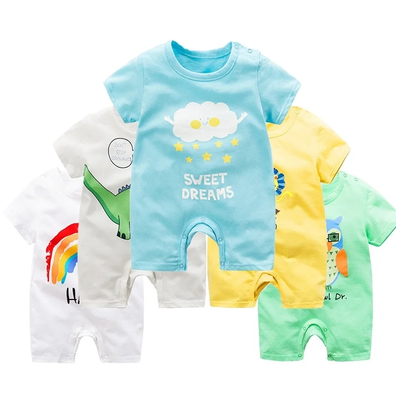 

baby clothing 100% cotton unisex rompers baby boy girls short sleeve summer cartoon toddler cute Clothes