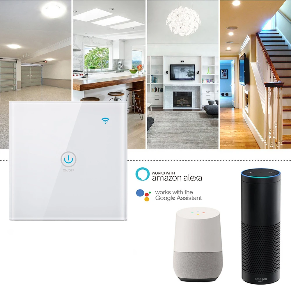 Tuya ЕС Tuya/приложение Smart Life/ewelink NL тип 1/2/3 местный 1 позиционный WiFi сенсорный выключатель для Google Home Amazon Alexa Голосовое управление Управление