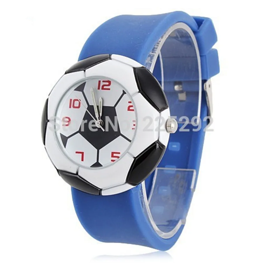 by DHL 100pcs/lot wholesales hot sales 3 colors fashion child students gifts football clock watch silicone quartz wristwatch
