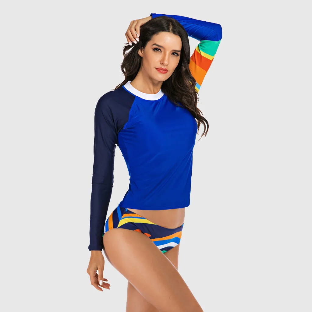 Женский костюм для серфинга SAGACE купальный с длинным рукавом и принтом в полоску