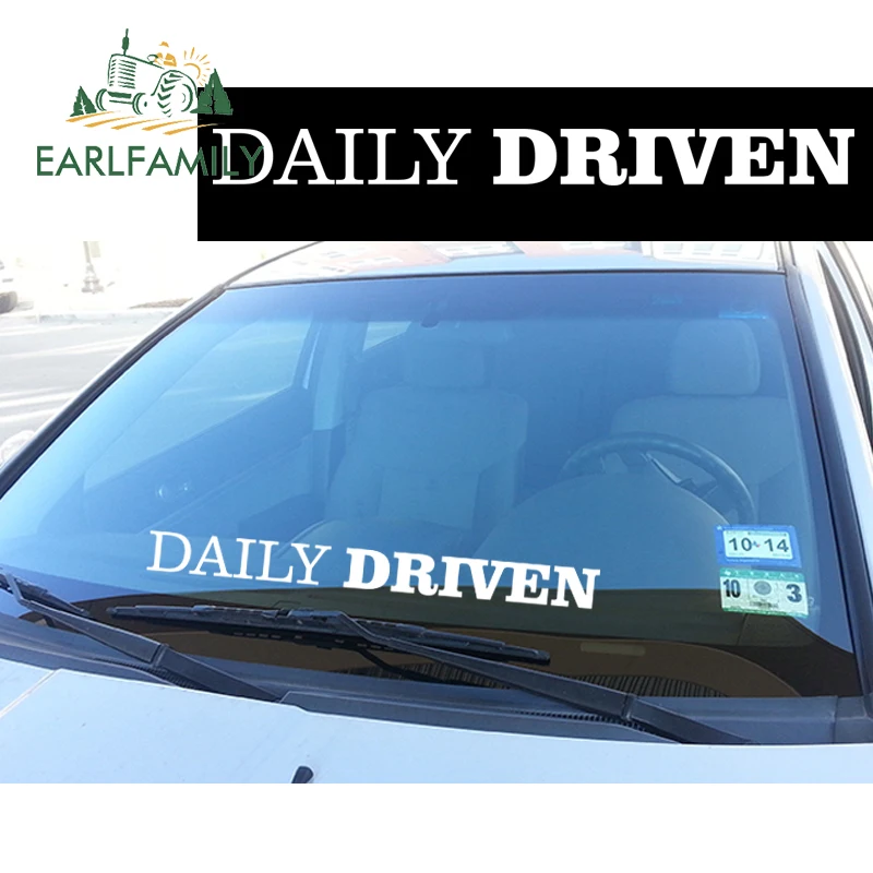 

EARLFAMILY 61cm x 10.16cm Daily Driven S/B Front Windshield Banner JDM Stance Car Decal Ek Waterproof Car Accessories