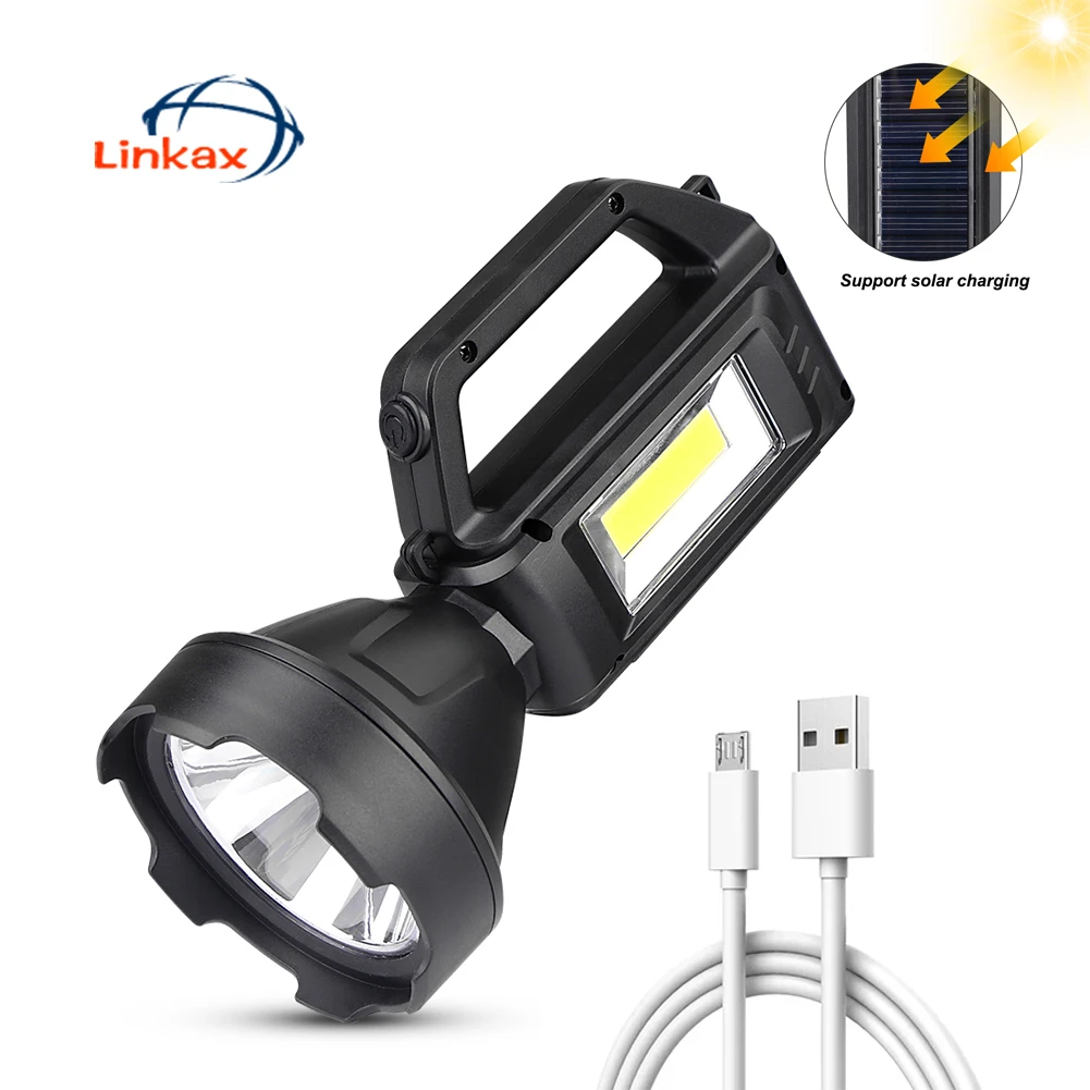 

Зарядное устройство на солнечной батарее светодиодный вспышка светильник Портативный фонарь USB Перезаряжаемые поиск светильник Водонепро...