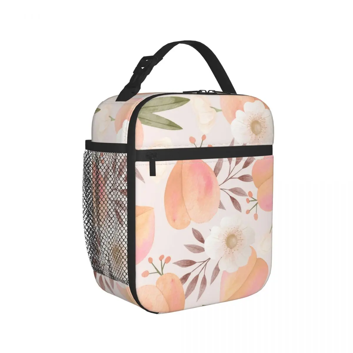 

Cooler Lunch Bag Watercolor Peach Insulated Thermal Food Picnic Handbag Portable Shoulder Lunch Box Tote