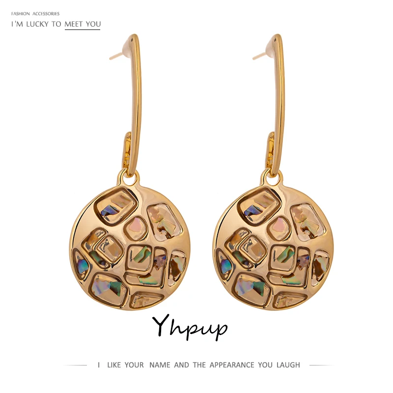 Модные брендовые круглые висячие серьги Yhpup в виде морской ракушки