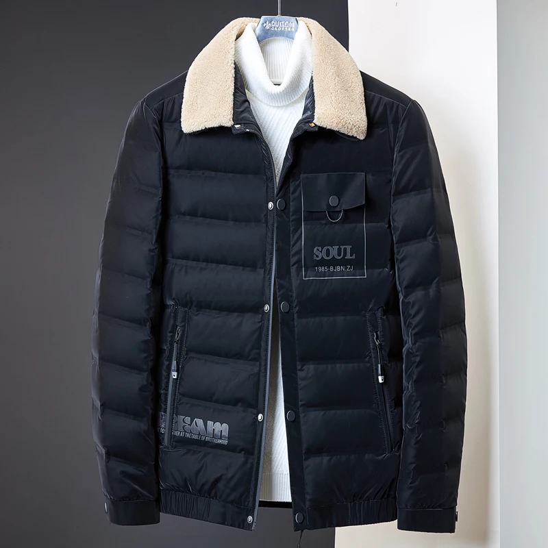 

Новинка 2020, зимняя мужская куртка-пуховик, Повседневная зимняя водонепроницаемая теплая куртка с большим карманом и меховым воротником, съ...