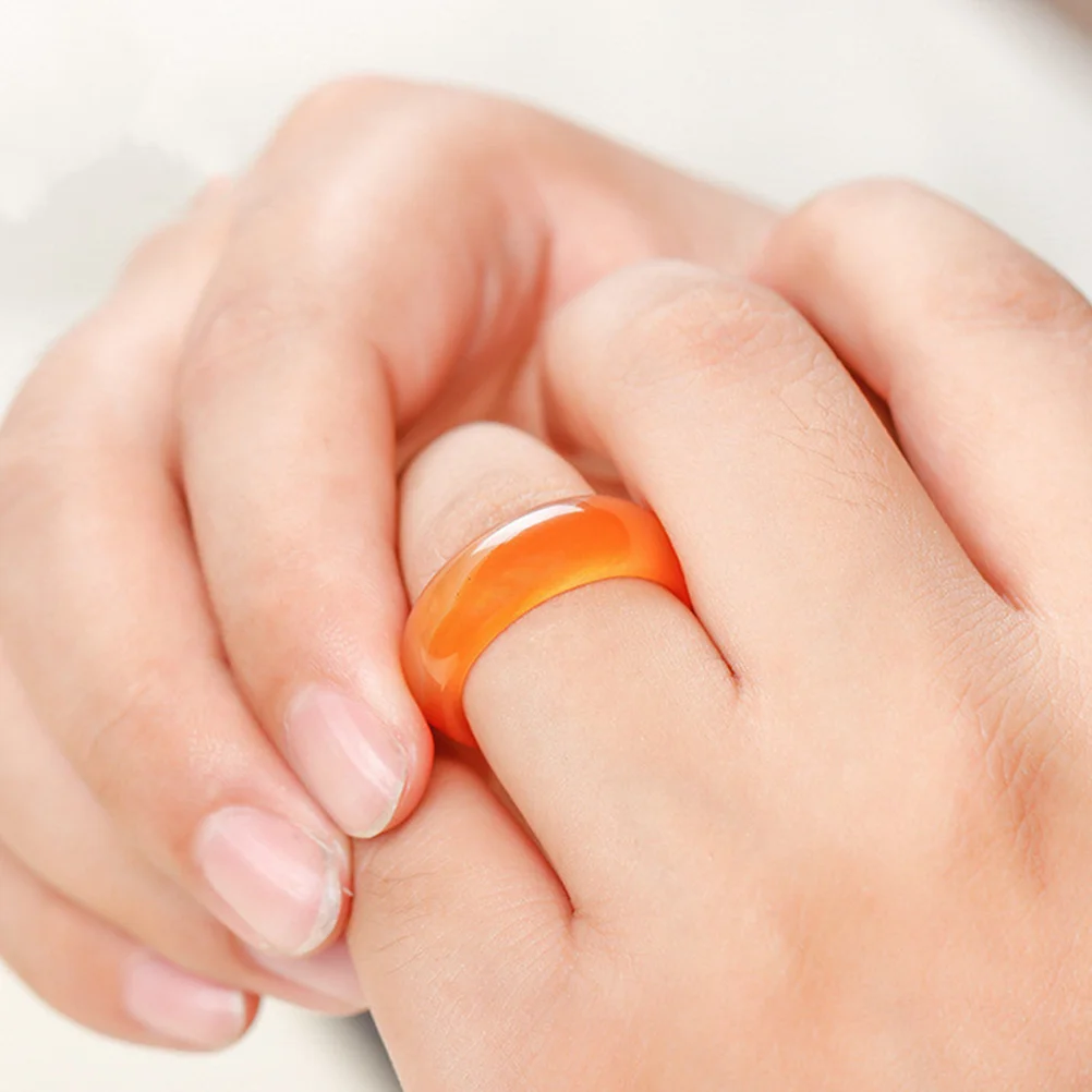 Red Carnelian Crystal Ring Natural Agate Plain Band for Women and Girls Fashion Jewelry | Украшения и аксессуары