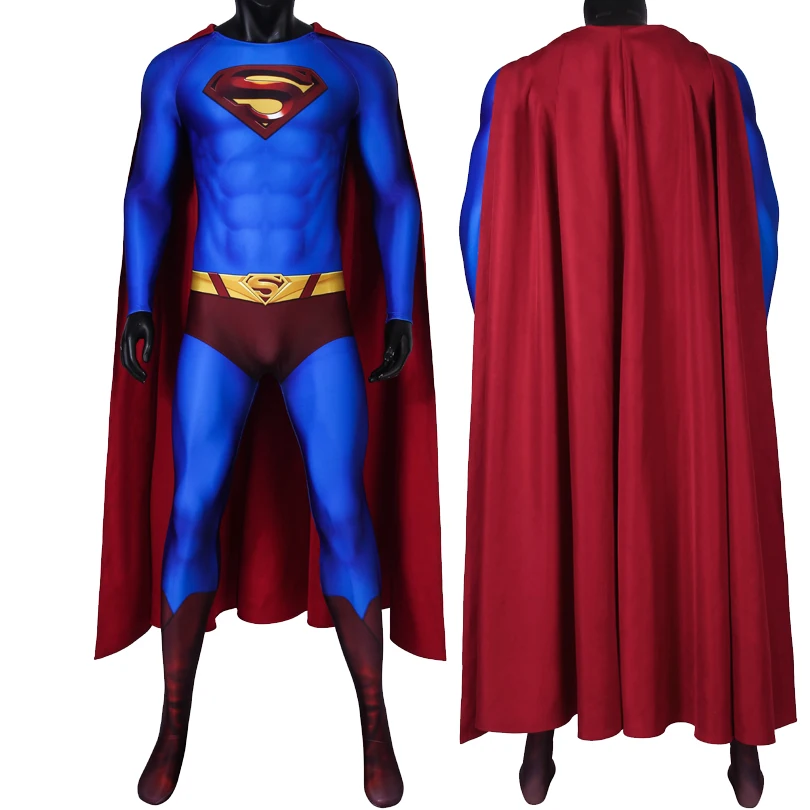 

Adult Super Hero Returns Clark Kent Jumpsuit Cosplay Costume Halloween Masquerade Party Bodysuit