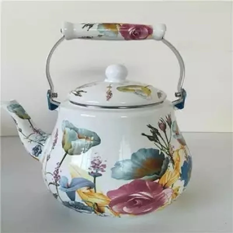 Эмалированный чайник большая емкость 5 л эмалированный для молока с плоским дном