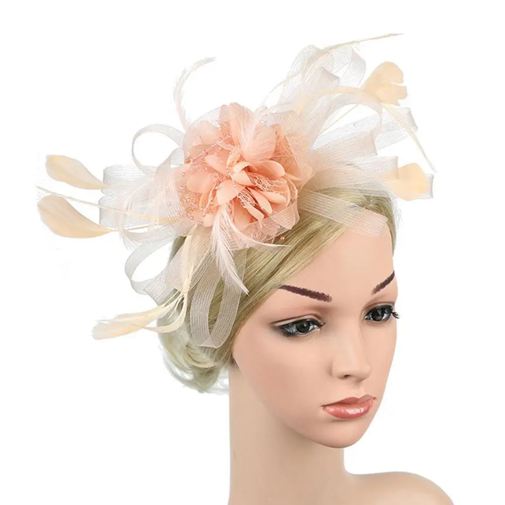 

Fashion Flower Fascinators on Headband Hairpins For Women Ladies Elegant Feather Hair Clips For Party Wedding Gift