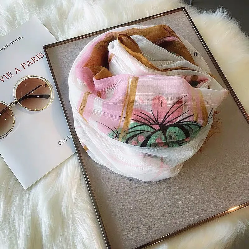 Женская длинная шаль с ручками мягкая розовая пляжная принтом граффити в