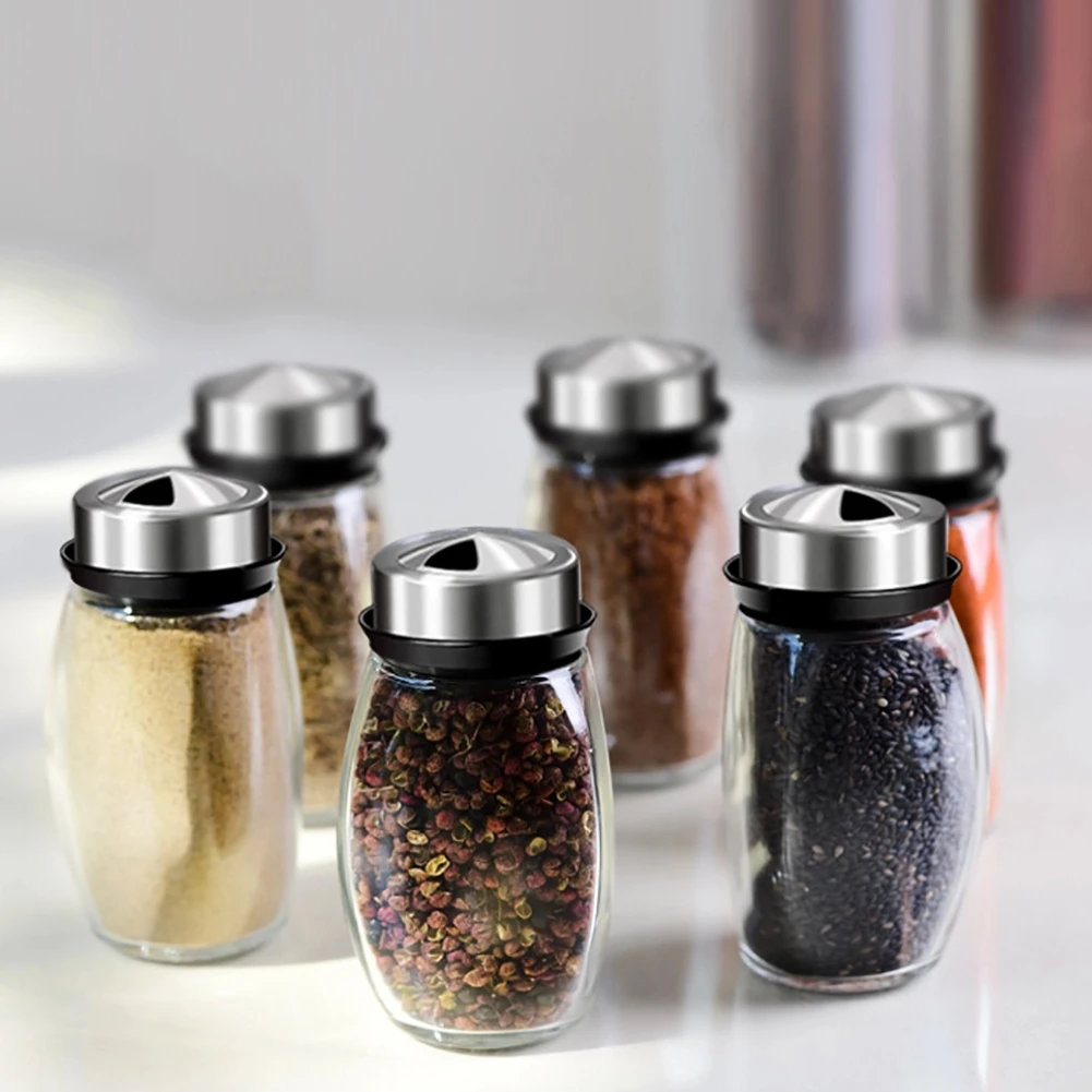 Хит продаж 6 шт Кухня вращающийся Стекло бутылки с пряностями приправа соль перец
