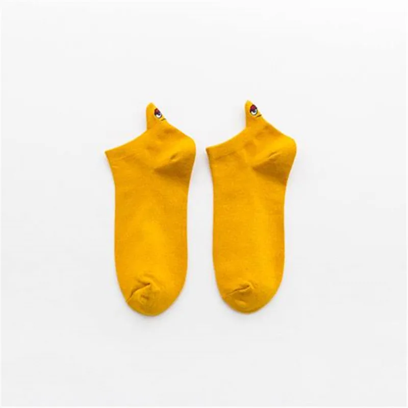 

Spring Snd Summer Heel Funny Expression Women's Socks Personalized Embroidery Women's Cotton Socks Adult Shallow Mouth Boat Sock